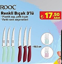 Rooc Renkli Bıçak 3'lü 19,5 cm image