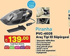 Piranha PVC-4005 Araç Tipi El Süpürgesi image