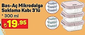 Bas-Aç Mikrodalga Saklama Kabı 3'lü 300 ml image