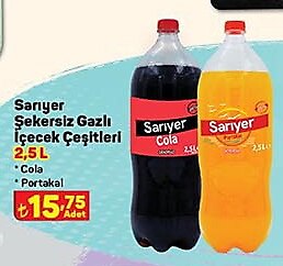 Sarıyer Şekersiz Gazlı İçecek Çeşitleri 2,5 l image