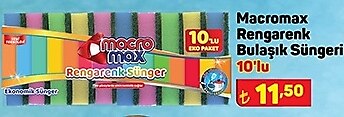 Macromax Rengarenk Bulaşık Süngeri 10'lu image