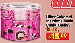 Ülker Çokomel Marshmallowlu Çilekli Bisküvi 15x12 g image