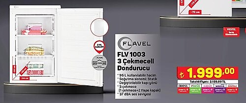 Flavel FLV1003 3 Çekmeceli Dondurucu image