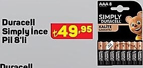 Duracell Simply İnce Pil 8'li image