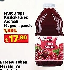 Fruit Drops Kızılcık Kiraz Aromalı Meyveli İçecek 1,89 L image