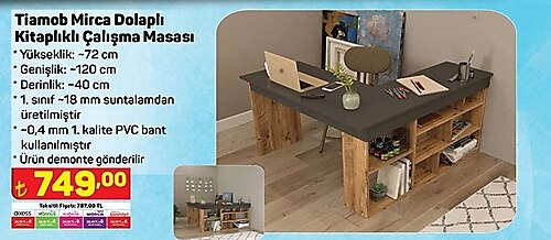 Tiamob Mirca Dolaplı Kitaplıklı Çalışma Masası image