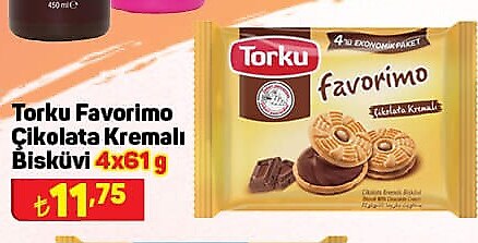 Torku Favorimo Çikolata Kremalı Bisküvi 4x61 g image