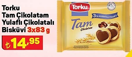 Torku Tam Çikolatam Yulaflı Çikolatalı Bisküvi 3x83 g image