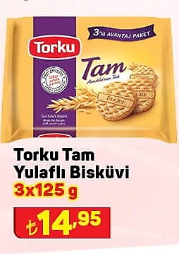 Torku Tam Yulaflı Bisküvi 3x125 g image