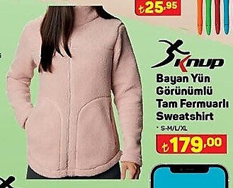 Knup Bayan Yün Görünmü Tam Fermuarlı Sweatshirt image