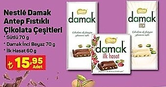 Nestle Damak Antep Fıstıklı Çikolata Çeşitleri 70 g / 60 g image