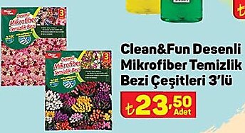 Clean&Fun Desenli Mikrofiber Temizlik Bezi Çeşitleri 3'lü image