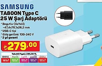 Samsung TA800N Type C 25 W Şarj Adaptörü image