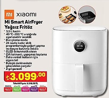 Xiaomi Mi Smart AirFryer Yağsız Fritöz 3,5 L image