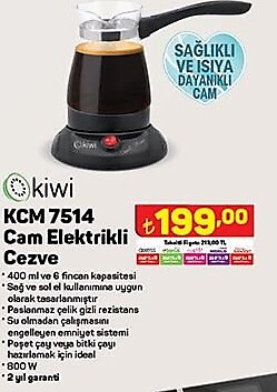 Kiwi KCM 7514 Cam Elektrikli Cezve image