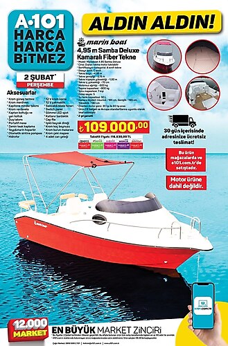 Marin Boat 4,95 m Samba Deluxe Kamaralı Fiber Tekne image