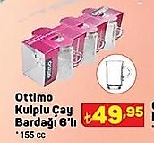 Ottimo Kulplu Çay Bardağı 6'lı 165 cc image