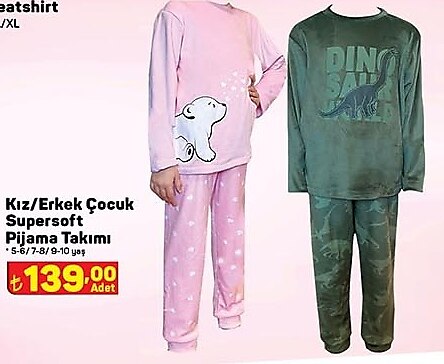 Kız/Erkek Çocuk Supersoft Pijama Takımı  image