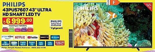 A101 Philips 43PUS7607 43 inç Ultra HD Smart LED TV