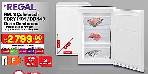 Regal RGL 3 Çekmeceli CDRY 1101/DD 143 F Sınıfı Derin Dondurucu image