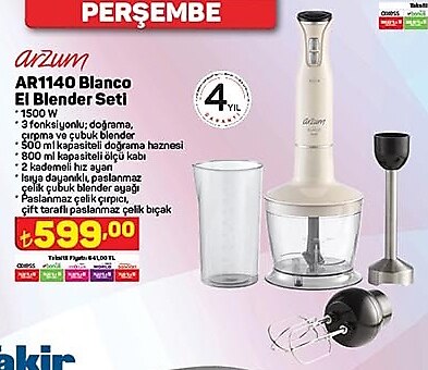 Arzum AR1140 Blanco El Blender Seti image