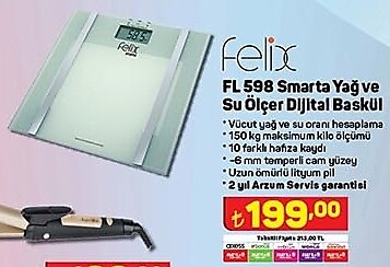 Felix FL 598 Smarta Yağ ve Su Ölçer Dijital Baskül image