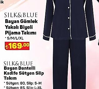 Silk&Blue Bayan Gömlek Yakalı Piyeli Pijama Takımı  image