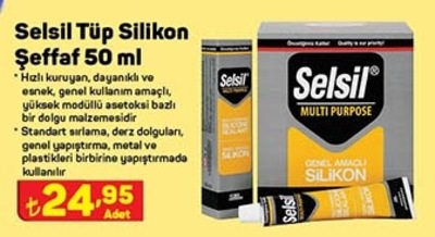 Selsil Tüp Silikon Şeffaf 50 ml  image