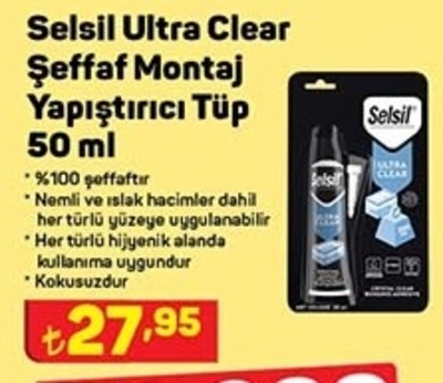 Selsil Ultra Clear Şeffaf Montaj Yapıştırıcı Tüp 50 ml  image