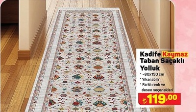 Kadife Kaymaz Taban Saçaklı Yolluk 80x150 cm  image