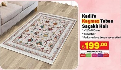 Kadife Kaymaz Taban Saçaklı Halı 120x180 cm  image