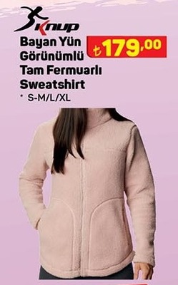 Knup Bayan Yün Görünümlü Tam Fermuarlı Sweatshirt image