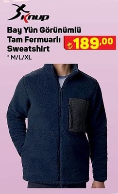 Knup Yün Görünümlü Tam Fermuarlı Sweatshirt image