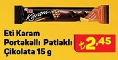 Eti Karam Portakallı Patlaklı Çikolata 15 g image