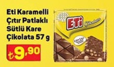 Eti Karamelli Çıtır Patlaklı Sütlü Kare Çikolata 57 g image