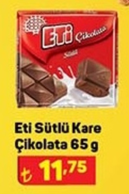 Eti Sütlü Kare Çikolata 65 g image