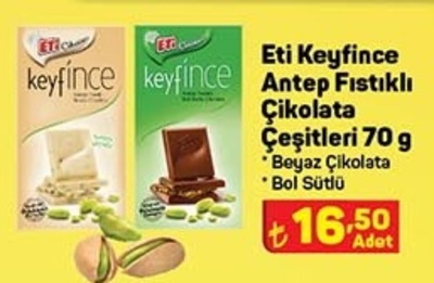 Eti Keyfince Antep Fıstıklı Çikolata Çeşitleri 70 g image