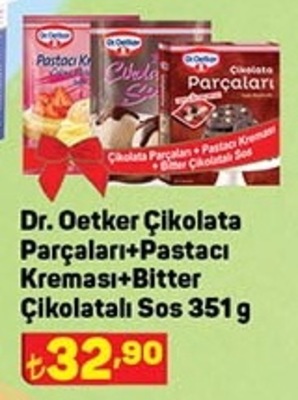 Dr. Oetker Çikolata Parçaları+Pastacı Kreması+Bitter Çikolatalı Sos 351 g image