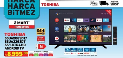 Toshiba 55UA2063DT/55UA2263DT 55 inç Ultra HD Android Tv image