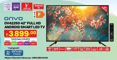 Onvo OV42250 42 inç Full HD Android Smart Led Tv image