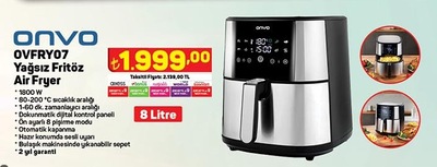 Onvo OVFRY07 Yağsız Fritöz Air Fryer 1800 W image