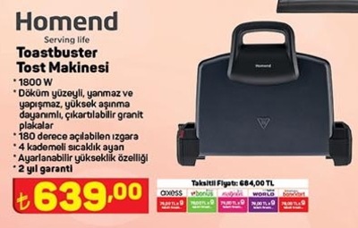 Homend Toastbuster Tost Makinesi 1800 W image