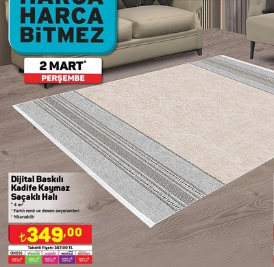 Dijital Baskılı Kadife Kaymaz Saçaklı Halı 4 m²  image