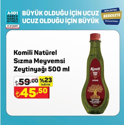 Komili Natürel Sızma Meyvemsi Zeytinyağı 500 ml image