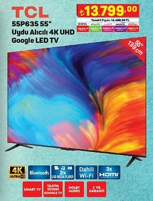 TCL 55P635 55 inç Uydu Alıcılı 4K UHD Google Led TV image