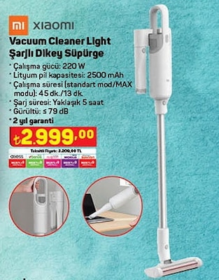 Xiaomi Vacuum Cleaner Light Şarjlı Dikey Süpürge 220 W image