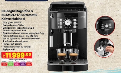 Delonghi Magnifica S ECAM21.117.B Otomatik Kahve Makinesi image