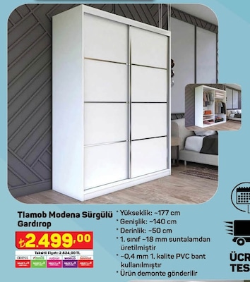 Tiamob Modena Sürgülü Gardırop image