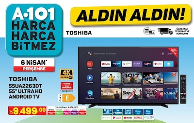 Toshiba 55UA2263DT 55 inç Ultra HD Android Tv image