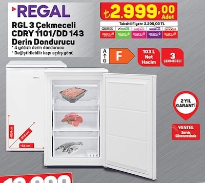 Regal RGL 3 Çekmeceli CDRY 1101/DD 143 Derin Dondurucu image